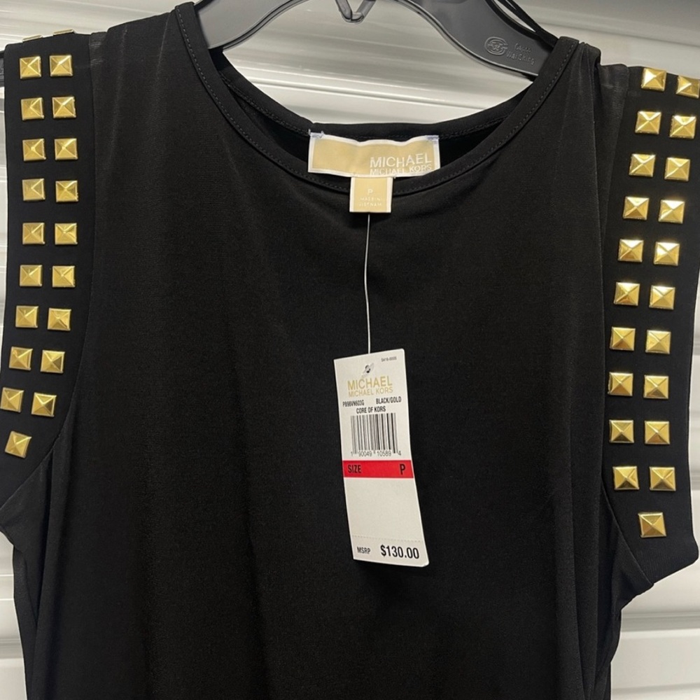 BRAND NEW Michael Kors Black with gold studs dress NWT - Picture 2 of 4